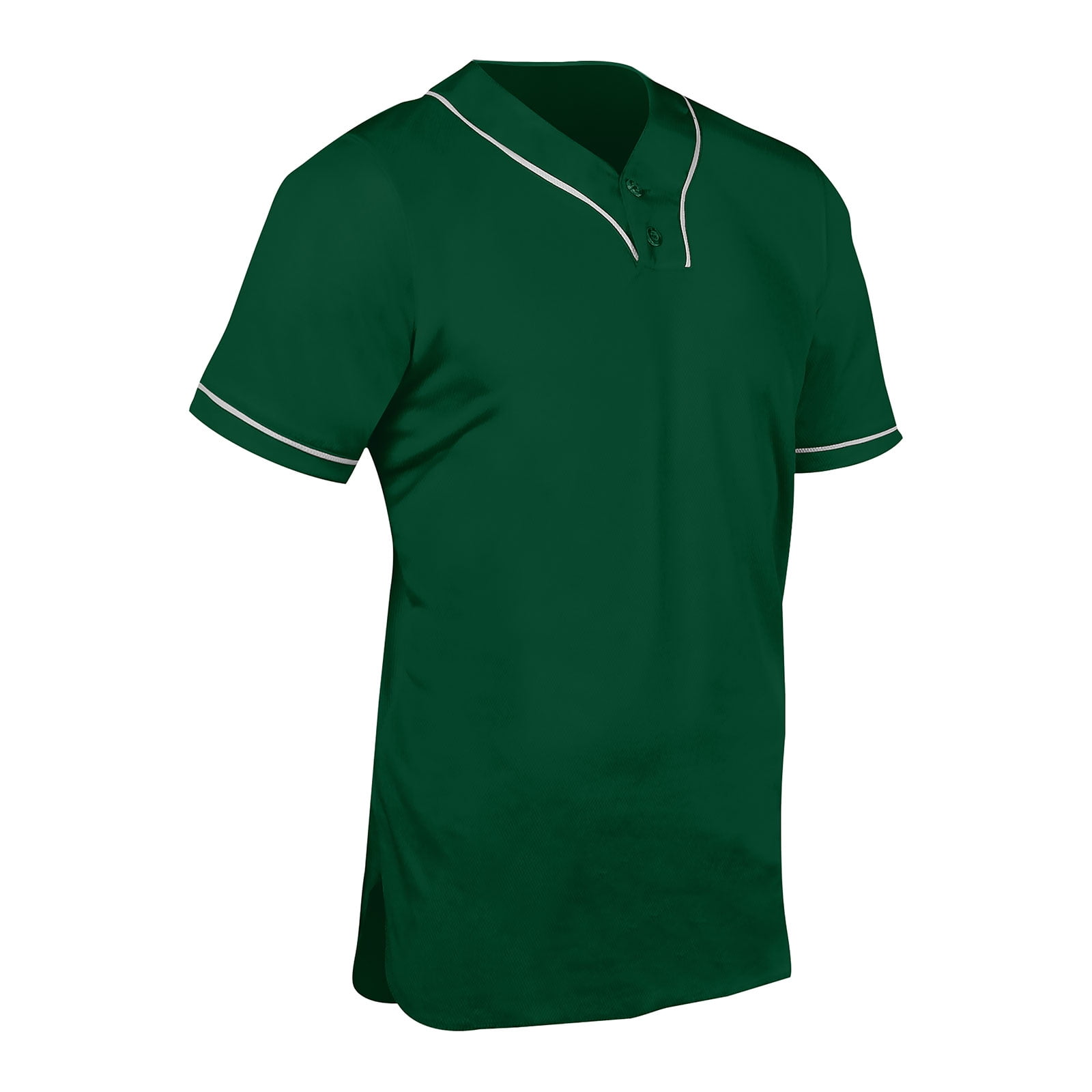 Heater 2-Button Piped Baseball Jersey, Adult 3X-Large, Forest Green with White Pipe