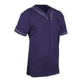 thumbnail image 1 of Heater 2-Button Piped Baseball Jersey, Adult Medium, Purple with White Pipe, 1 of 4