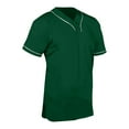 thumbnail image 1 of Heater 2-Button Piped Baseball Jersey, Youth Medium, Forest Green with White Pipe, 1 of 1