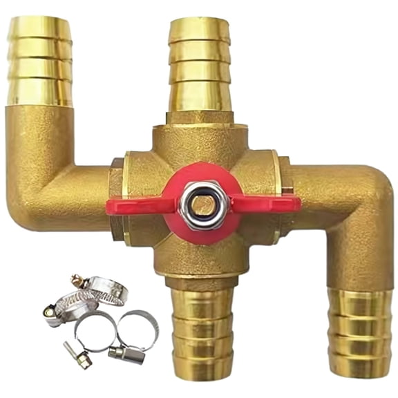 Heater Control Valve, Solid Copper 5/8 Inch Ball Valve for Car Climate Systems, With Switch, Automotive Bypass Fitting, 4.6 x 4.3 x 2.4 In