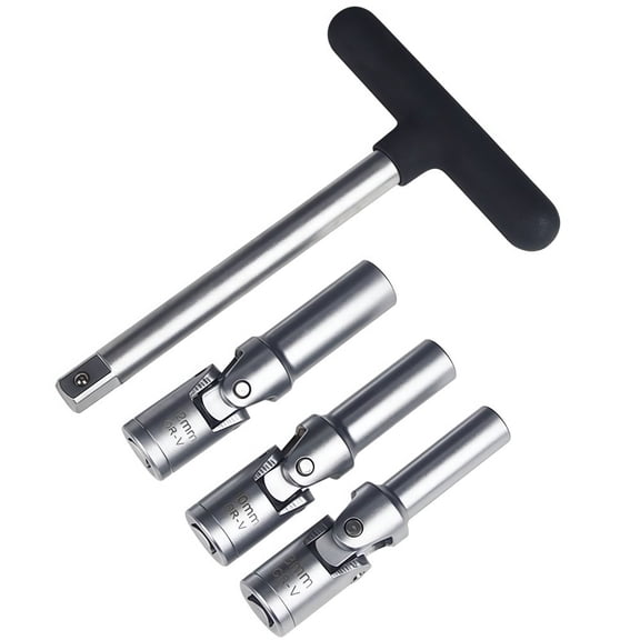 Heater Element Socket Wrench Set, Multi-Purpose 8Mm 10Mm 12Mm Sockets With Flexible Joint For Tight Spaces, Robust Metal Hand Tool Kit For Automotive Repair And DIY , 4 Pieces
