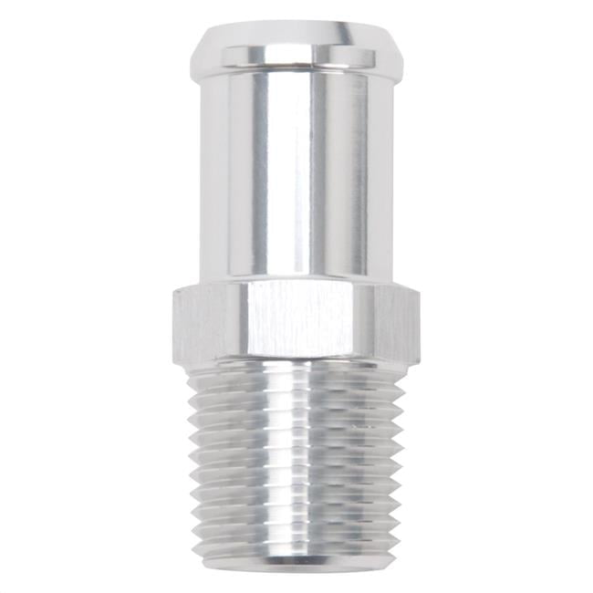 Heater Hose End Fitting Straight with 0.5 in. NPT to 0.5 in. Barb, Clear Anodized