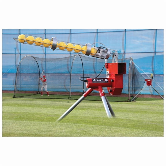 Heater Sports Heavy-Duty Real Ball Pitching Machine & Home Batting Cage Combo