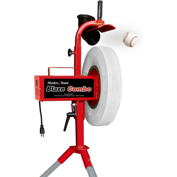 Heater Team Sports Blaze Pitching Machine with 1 Yr. Warranty for Baseball, and Softball Training | Blaze Baseball & Softball Throws Up to 70 MPH | Perfect for Backyard Practice & Team Development