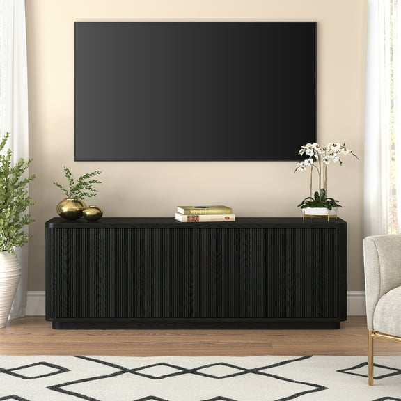 Heath & Cliff Easton Rectangular TV Stand for TV's up to 75" - 68" Wide Black Grain
