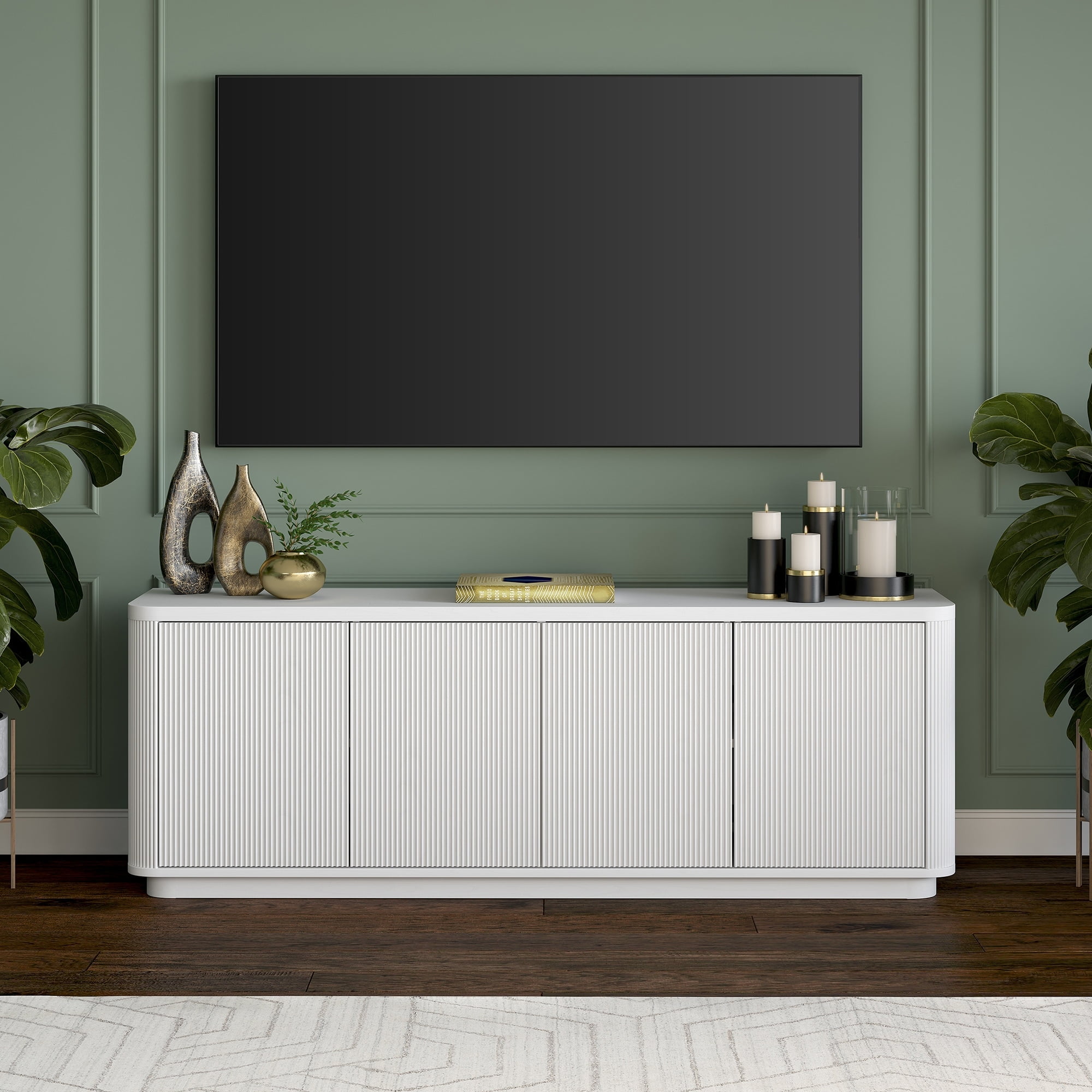 Heath & Cliff Easton Rectangular TV Stand for TV's up to 75" - 68" Wide White
