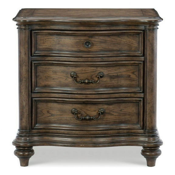 Heath Court Collection Elegant White Oak Nightstand with Antique Brown Metal Hardware