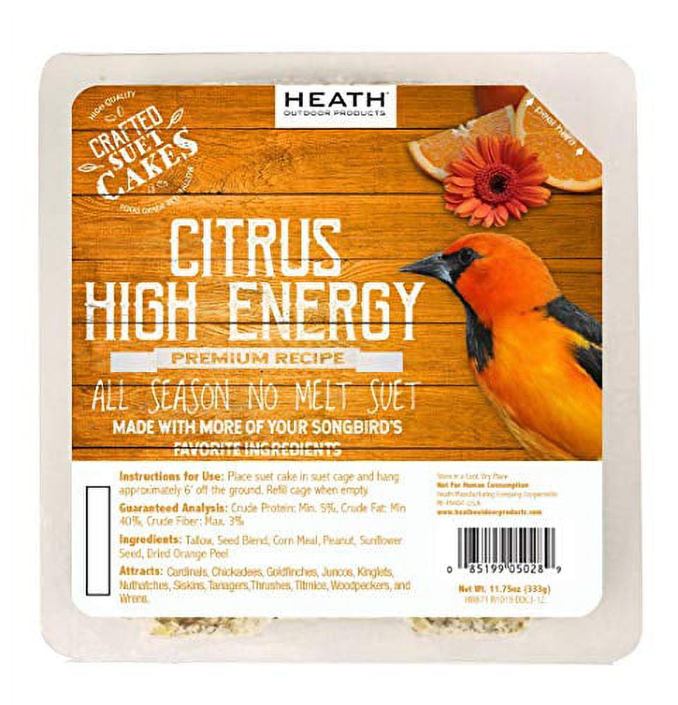 Heath Outdoor Products Citrus High Energy Bird Seed Cakes, Natural Orange, 11.75 oz. (12 Pack