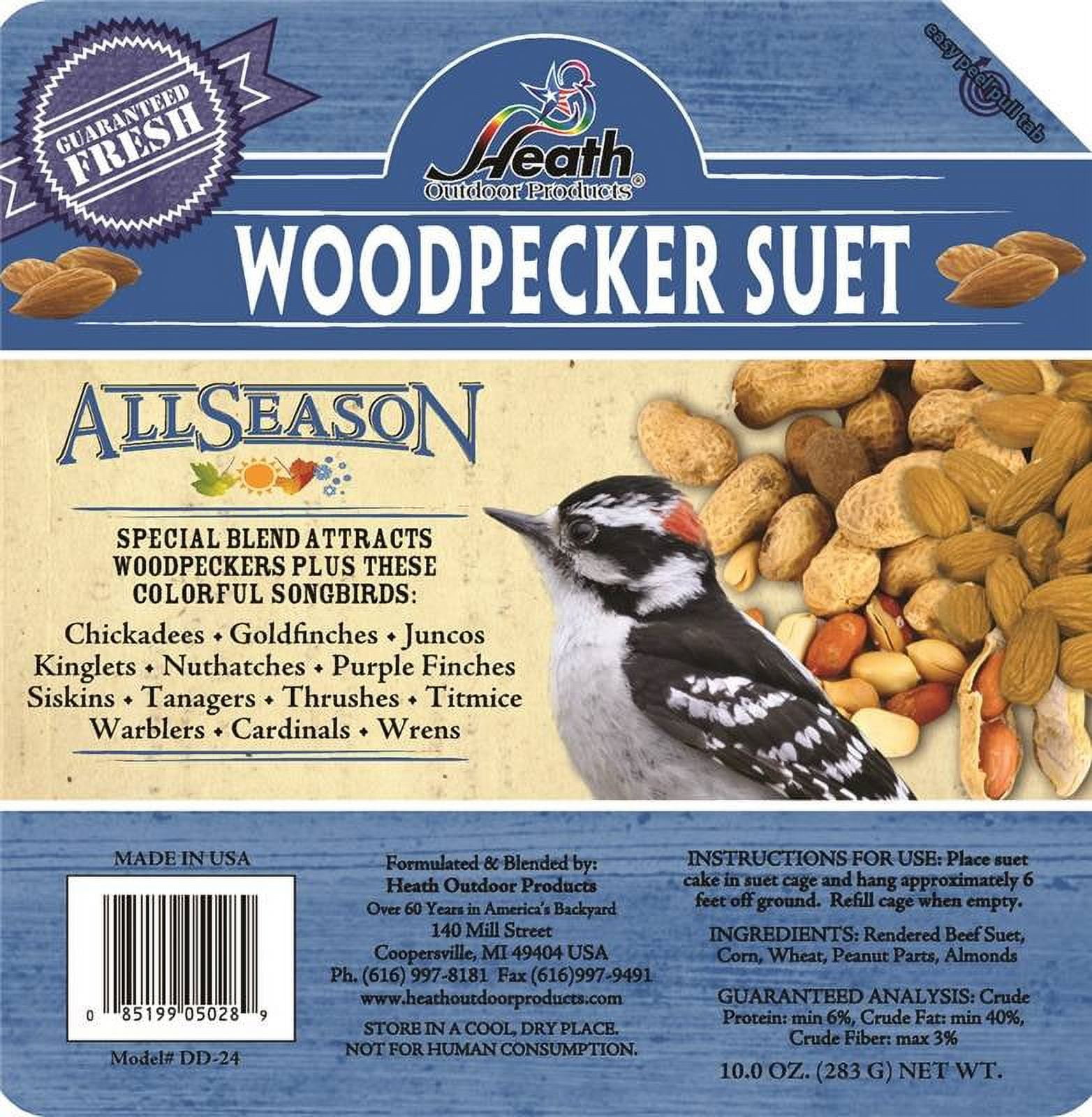 Heath Outdoor Products Wild Bird Suet Cake Woodpecker Bird Food Peanut