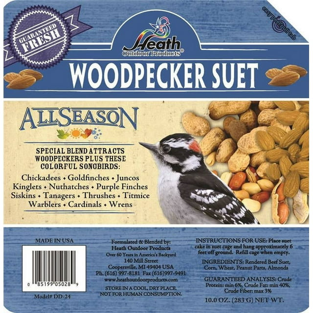 Heath Outdoor Products Wild Bird Suet Cake Woodpecker Bird Food Peanut