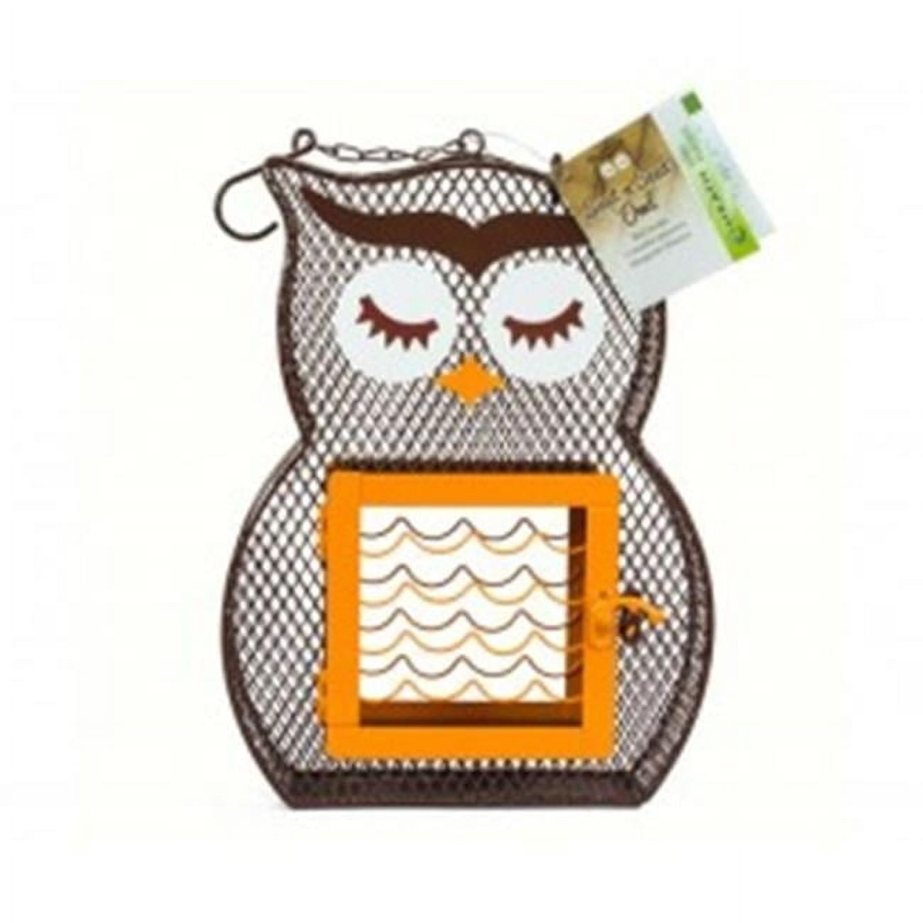 Brown Metal Hanging Owl Suet Cage Bird Feeder