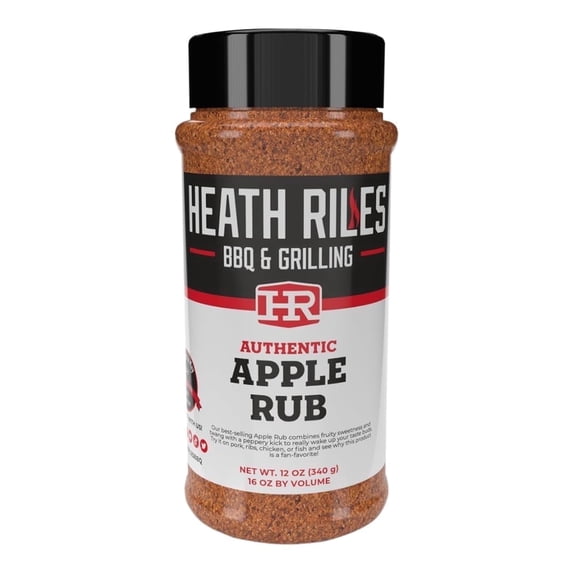 Heath Riles BBQ Rub - Apple Seasoning, Champion Pitmaster Recipe, Legendary Rubs For Smoking & Grilling, 70+ BBQ Championships, 12 oz.
