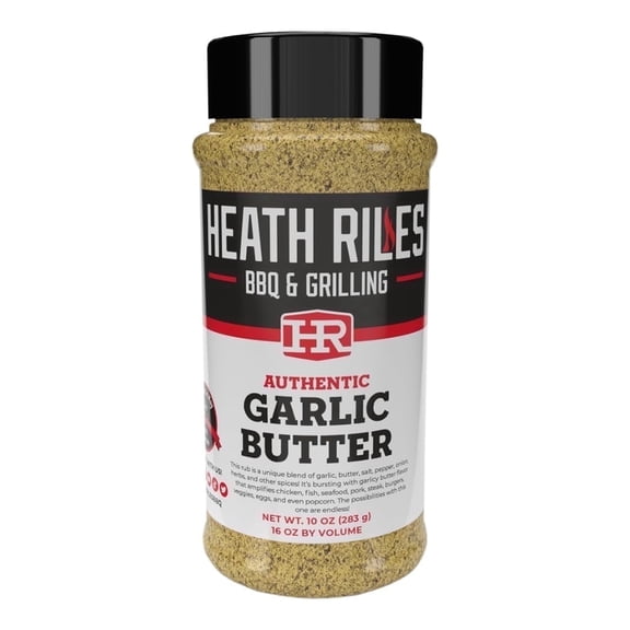 Heath Riles BBQ Rub - Garlic Butter Seasoning, Champion Pitmaster Recipe, Legendary Rubs For Smoking & Grilling, 70+ BBQ Championships, 10 oz.