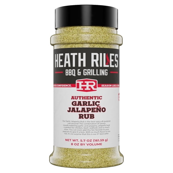 Heath Riles BBQ Rub - Garlic Jalapeo Seasoning, Champion Pitmaster Recipe, Legendary Rubs For Smoking & Grilling, 80+ BBQ Championships, 8 oz.