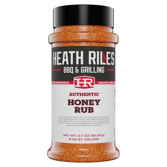 Heath Riles BBQ Rub - Honey Seasoning, Champion Pitmaster Recipe, Legendary BBQ Rubs For Smoking & Grilling, 80+ BBQ Championships, 8 oz.