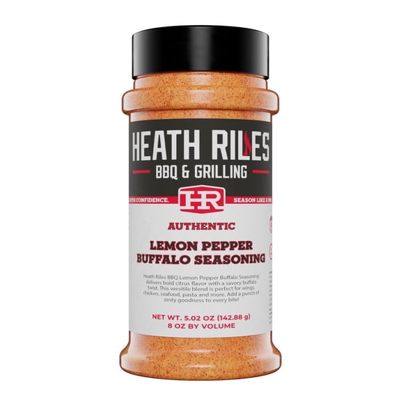 Heath Riles BBQ Rub - Lemon Pepper Buffalo Seasoning, Champion Pitmaster Recipe, Legendary Rubs For Smoking & Grilling, 70+ BBQ Championships, 8 oz.