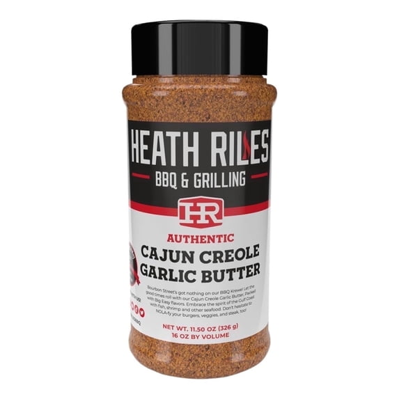 Heath Riles BBQ Rub, Cajun Creole Garlic Butter Rub Seasoning, Champion Pitmaster Recipe, Shaker Spice Mix, 11.50 oz.