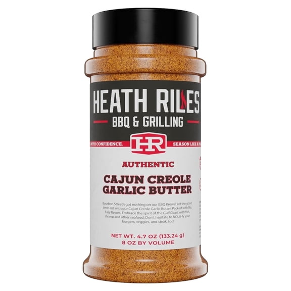 Heath Riles Cajun Seasoning Rub, Cajun-Creole, Louisiana Inspired Cajun Spice & Heat, Champion Pitmaster Recipe, 8 oz.