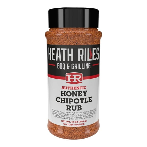Heath Riles BBQ Rub - Honey Chipotle Seasoning, Champion Pitmaster Recipe, Legendary Rubs For Smoking & Grilling, 70+ BBQ Championships, 12 oz.