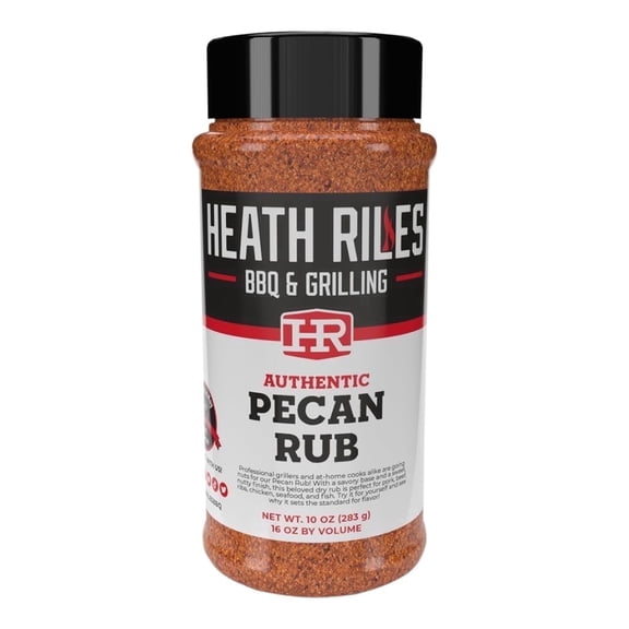 Heath Riles BBQ Rub - Pecan Seasoning, Champion Pitmaster Recipe, Legendary Rubs For Smoking & Grilling, 70+ BBQ Championships, 10 oz.