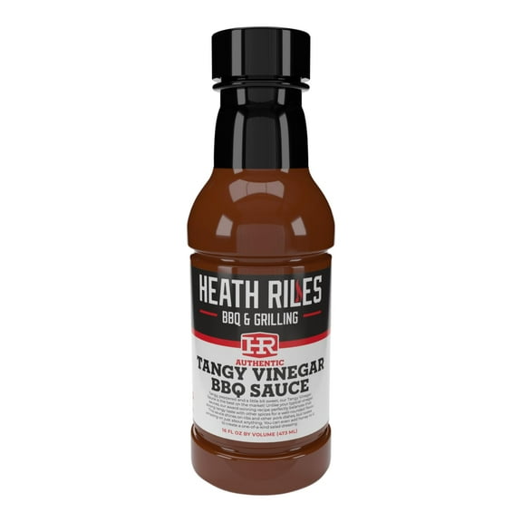 Heath Riles BBQ Tangy Vinegar Barbecue Sauce, Champion Pitmaster Recipe, Bottle 16 oz.