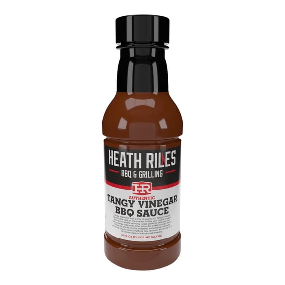 Heath Riles BBQ Tangy Vinegar Barbecue Sauce, Champion Pitmaster Recipe, Bottle 16 oz.