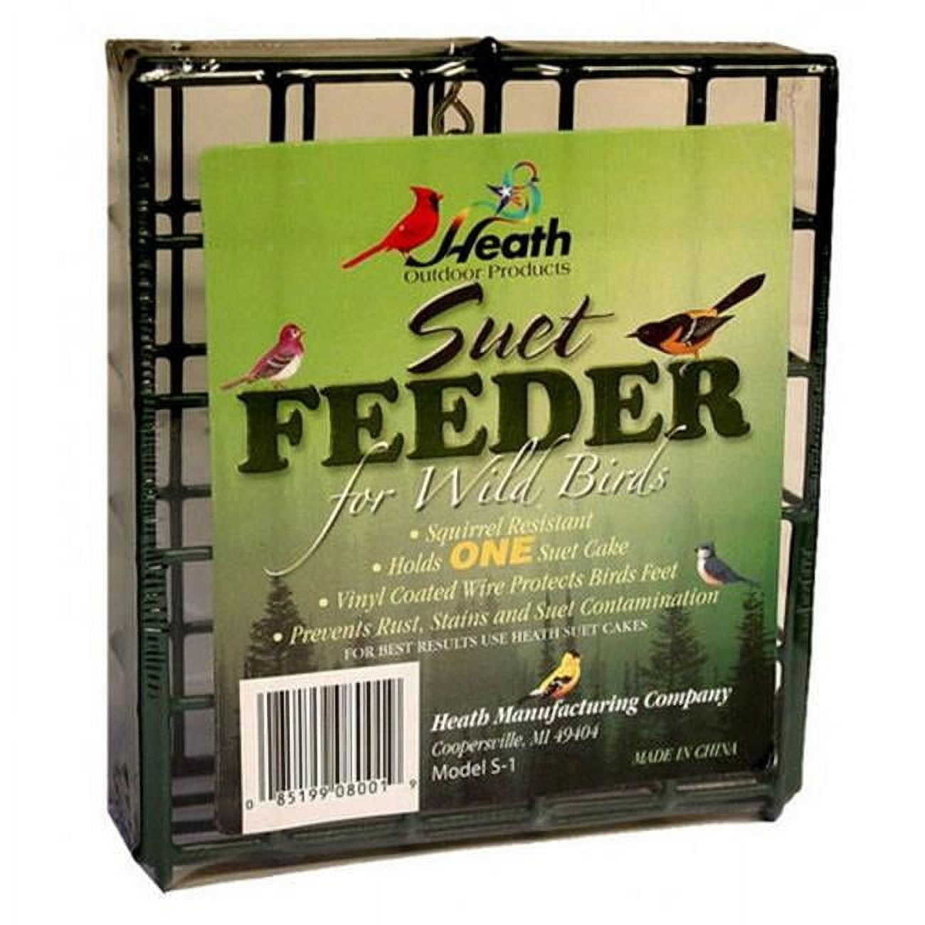 Green Vinyl-Coated Metal Single Cake Hanging Suet Feeder