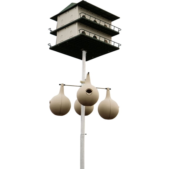 Heath Telescoping Martin House and Gourds Pole, White, 15'