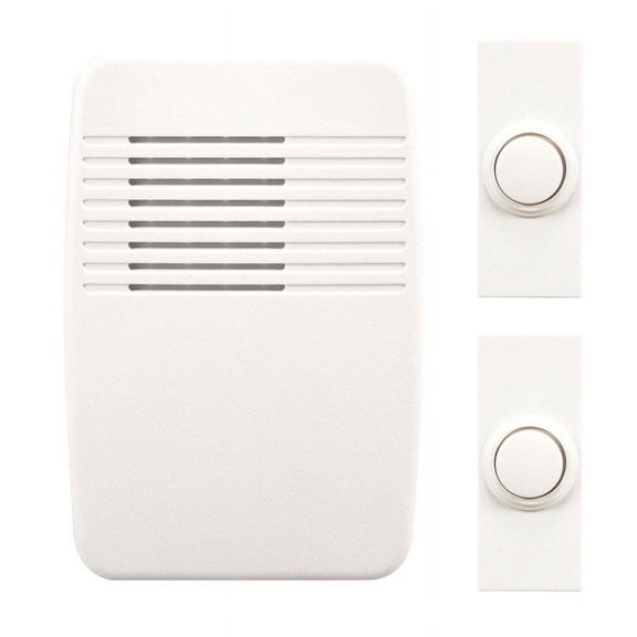 Heath Zenith SL-6167-C Heathco Sl-7367-02 Plug-in Wireless Doorbell Kit, 3 Tones, Plastic, 5-1/8 in H X 3-1/2 in W X 1-3/8 in D, White