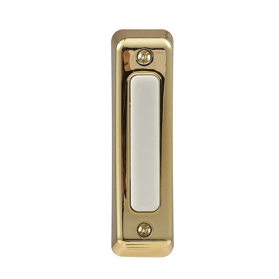 Heath Zenith Heath Zenith Polished Brass Plastic Wired Push Doorbell Button