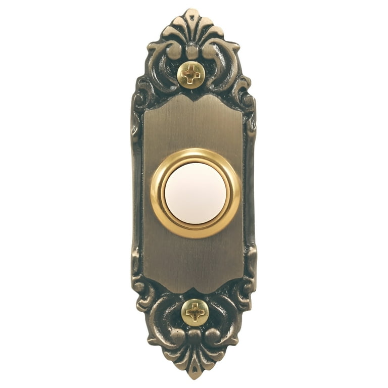 Heath Zenith Antique Brass Metal Wired Pushbutton Doorbell Heath Zenith Antique Brass Metal Wired Pushbutton Doorbell