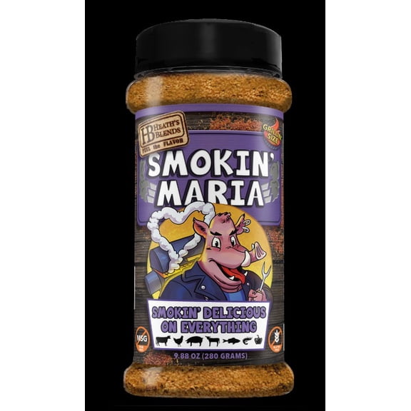 Heath's Blends Smokin' Maria Santa Maria Rub Grilling Size Seasoning for All Meats MSG Free Gluten Free 9.88 oz