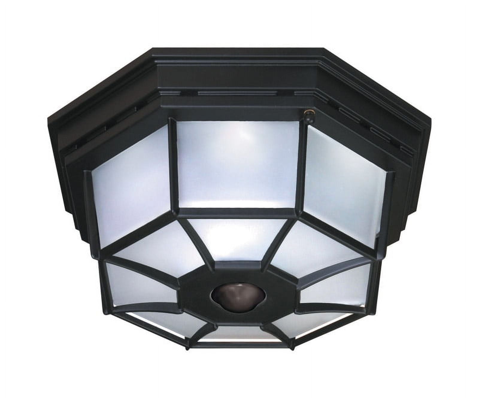 Black Octagonal Motion-Activated DualBrite Outdoor Ceiling Light