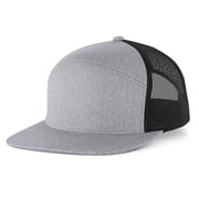 Heather 6-Panel Arch Trucker Snapback Cap, Grey Heather & Black - One Size