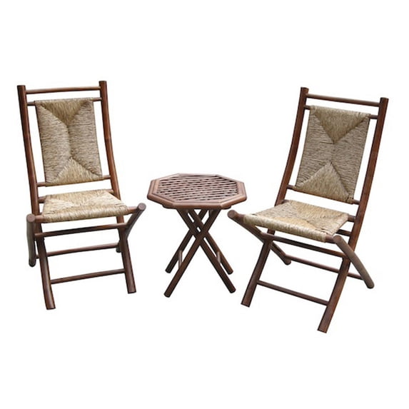 Heather Ann Creations Lanai 3 Piece Bamboo Patio Conversation Set