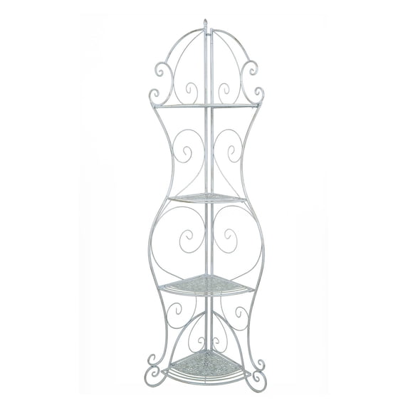 heather ann creations w190936-awht kitchen corner bakers rack, antique white