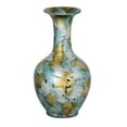 thumbnail image 1 of Heather Ann Creations Light Blue/ Green Long Neck Trumpet Decantor Vase, 1 of 2
