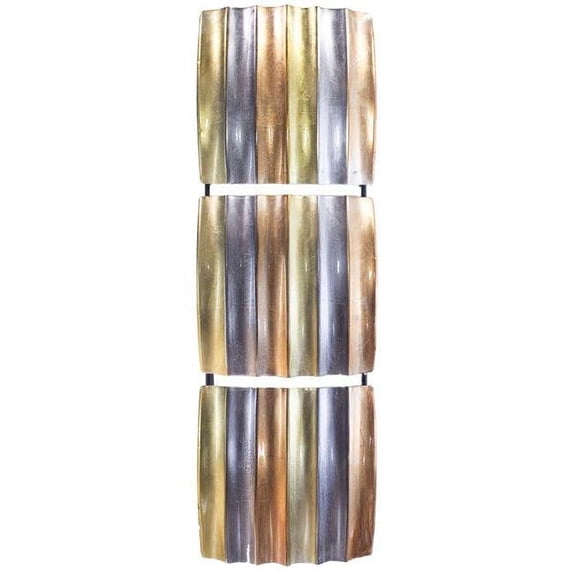 Heather Ann Creations W0854R1-59 Naomi Vertical 3-Panel Metal Wall Decor - Copper, Gold & Pewter