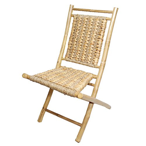 Heather Ann Creations Folding Chairs with Open Link Combo Weave, Pack of 2, Natural