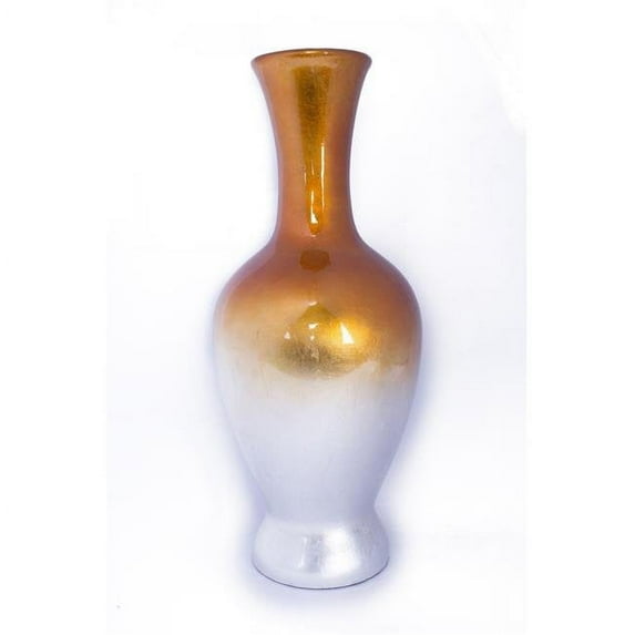 Heather Ann W1305-W44 20 in. Mary Ombre Lacquered Ceramic Vase, Orange & White