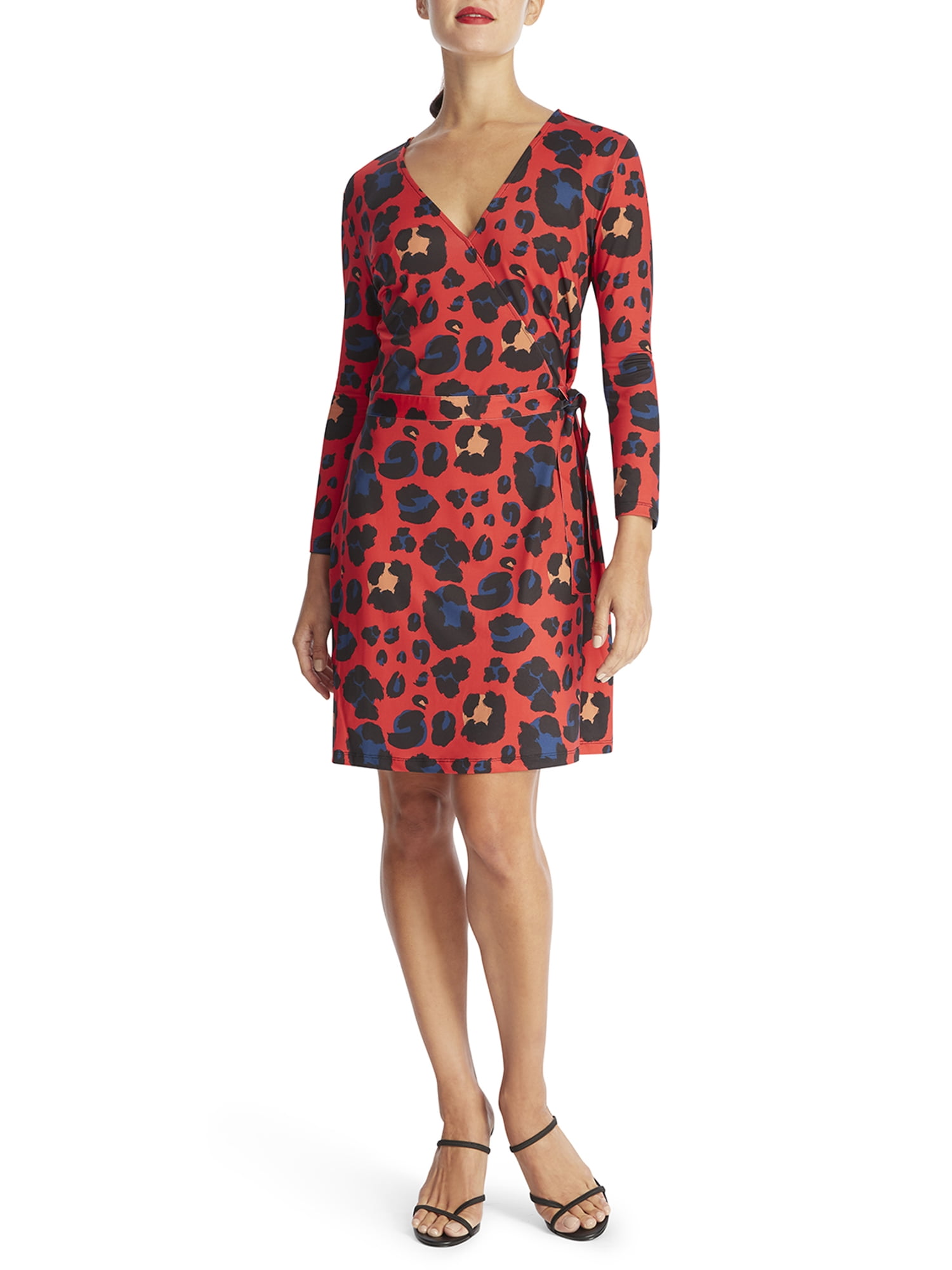 Womens leopard shop print wrap dress