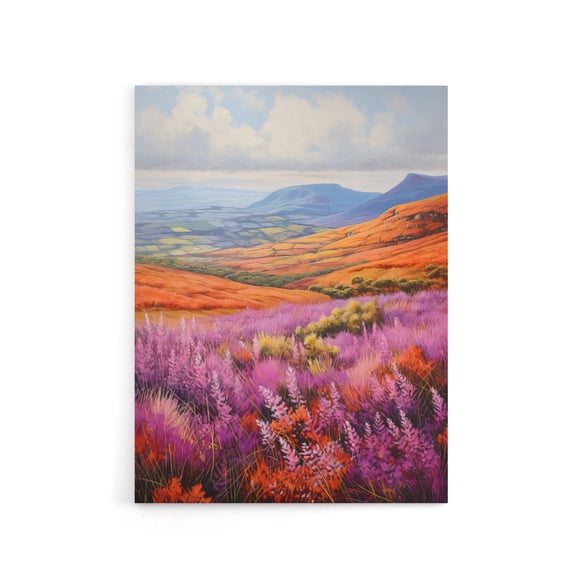 Heather Fields in Scotland Landscape Canvas Wall Art Print 24X32"
