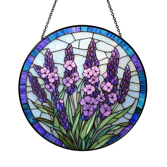 Heather Flower Glass Suncatcher for Window Decor, Soft Botanical Light Catcher Hanging Ornament, Thoughtful Floral Home Gift