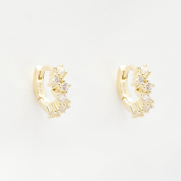 Heather Gold Stone Cluster Huggie Earrings