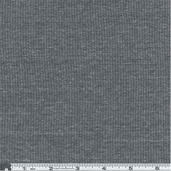 Heather Gray Rib Jersey Knit, Fabric Sold By the Yard
