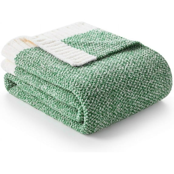 Heather Green Throw Blanket for Couch, Super Soft Warm Blankets, Cozy Knit Fuzzy Plush Lightweight Throws for Couch, Sofa, Bed, Camping, Picnic, Heather Green, 50 x 60 inches