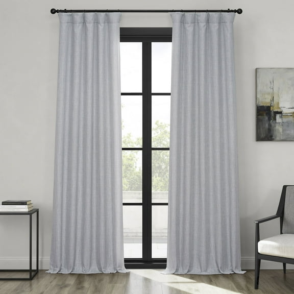 Heather Grey Faux Linen Room Darkening Curtain (1 Panel), Heather Grey, 50W X 120L