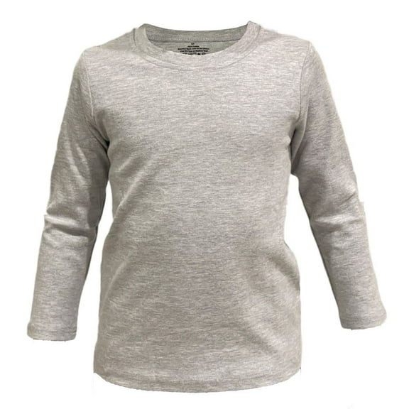 Heather Grey Kids Long Sleeve Crew Neck Shirt, 18M, 1 piece