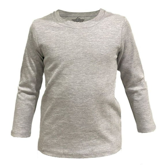 Heather Grey Kids Long Sleeve Crew Neck Shirt, 4T, 1 piece