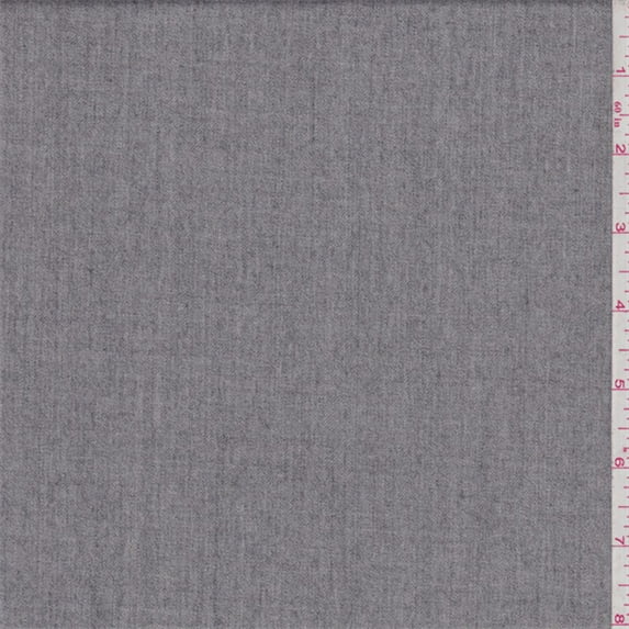 Heather Grey Wool Flannel, Fabric Sold By the Yard